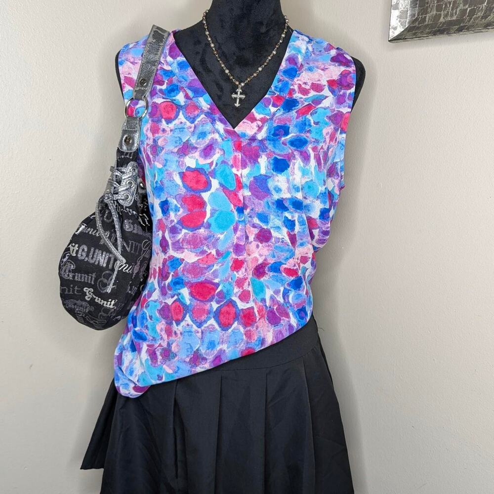 Cynthia Rowley Pink blue abstract top large
